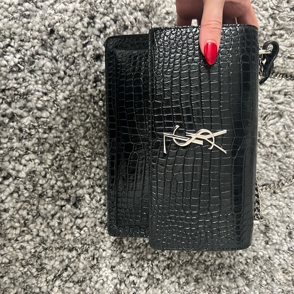 Saint Laurent Sunset Medium Crocodile-Embossed Crossbody Bag - Picture 2 of 16